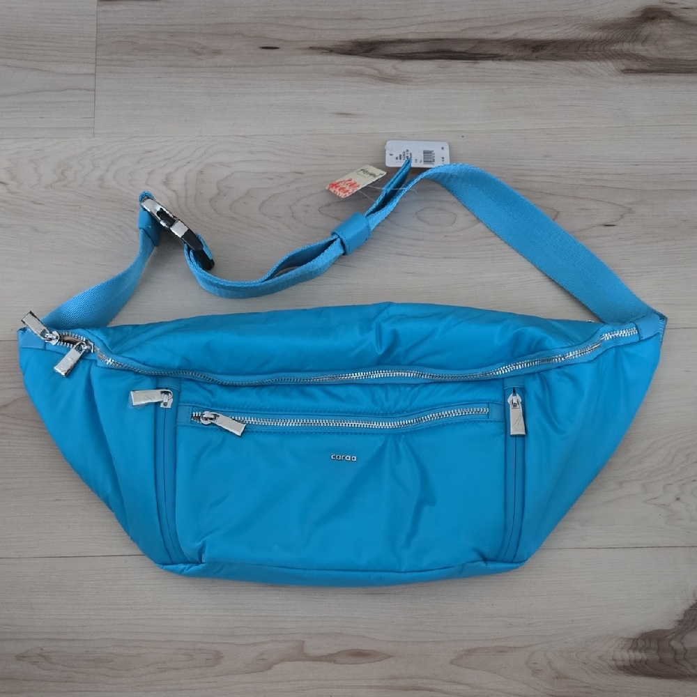 NWT Free People  X Caraa Large Crossbody Sling Bag, Cerulian